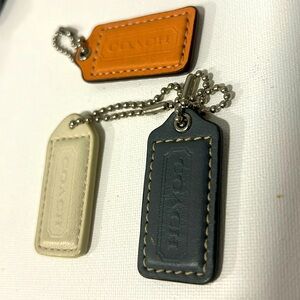 Coach Bag Tag Hang Tag Bundle Lot of 3 Salmon, Vanilla, Gray 2 inch